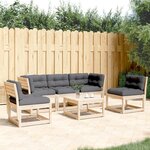vidaXL Salon de jardin 5 Pièces avec coussins bois de pin massif