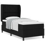 lit sommier box avec matelas noir 90x190 cm tissu