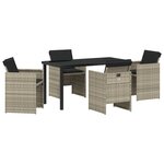 vidaXL Ensemble de salle à manger de jardin 5 pièces avec coussins en rotin poly gris clair