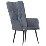 vidaXL Chaise à oreilles Gris Cuir véritable