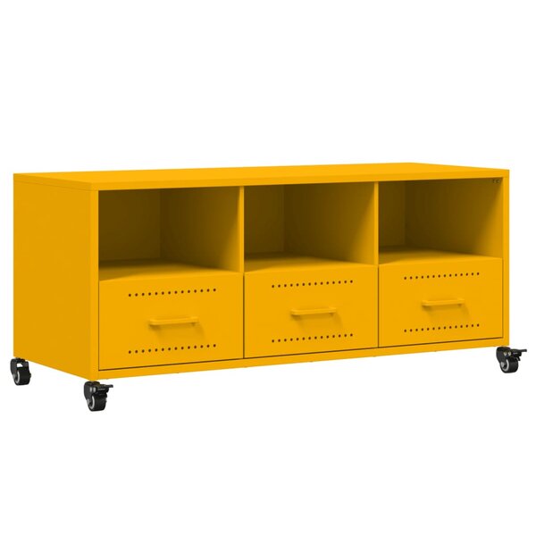 vidaXL Meuble TV jaune moutarde 100 5x39x43 5 cm acier laminé à froid