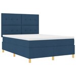vidaXL Lit à ressorts avec matelas bleu 140x200 cm en tissu