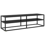 vidaXL Meuble TV noir avec verre noir 140x40x40 cm
