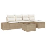 vidaXL Ensemble de 6 Pièces de Canapé de Jardin avec Coussins en Rattan Marron