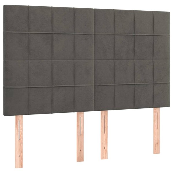 vidaXL Têtes de lit 4 Pièces Gris foncé 72x5x78/88 cm Velours