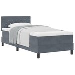 Lit box spring vidaXL avec matelas Gris foncé 100x200 cm Velours