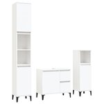 vidaXL Ensemble d'armoires salle de bain 3 Pièces blanc bois d'ingénierie