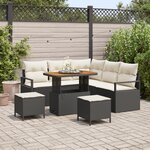 vidaXL Ensemble de Canapé de Jardin 8 Pièces avec Coussins Noir Rotin Poly Acacia