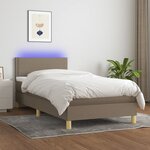 vidaXL Sommier à lattes de lit avec matelas LED Taupe 90x190 cm Tissu