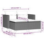 vidaXL Canapé de jardin 2 places avec tabourets beige résine tressée