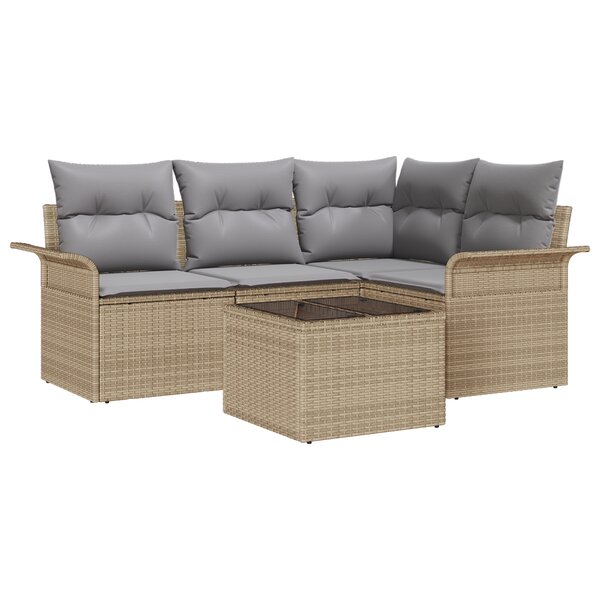 vidaXL Ensemble de 5 Pièces de Canapés de Jardin avec Coussins en Rotin Poly Noir