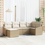 vidaXL Ensemble de canapé de jardin 6 pièces avec coussins Beige Poly Rattan