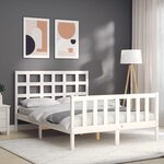vidaXL Cadre de lit avec tête de lit blanc double bois massif