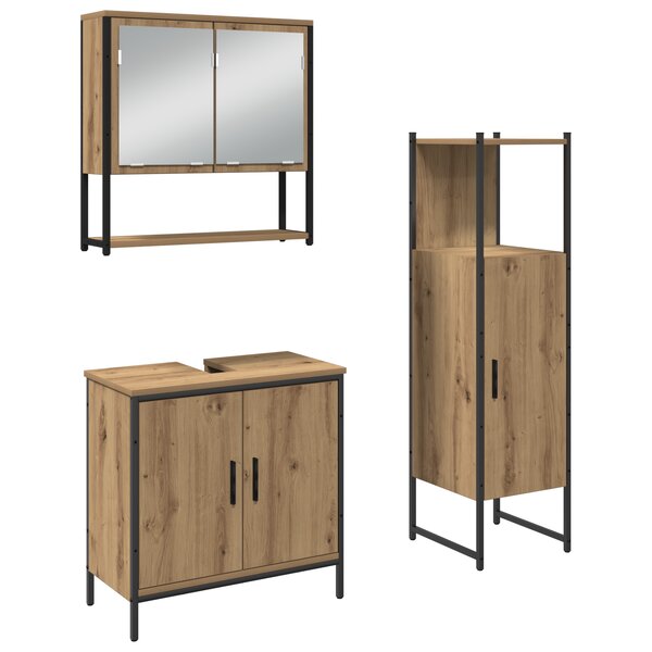 vidaXL Ensemble de meubles de salle de bain 3 pièces en chêne artisanal  bois d'ingénierie