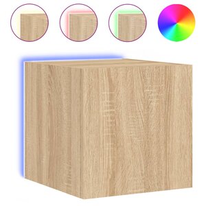 vidaXL Meuble TV mural avec lumières LED chêne sonoma 30 5x35x30 cm