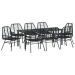 vidaXL Ensemble de salle à manger de jardin 9 pièces Noir Poly Rotin