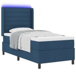 Lit Box Spring vidaXL avec Matelas et LED Bleue 100x200 cm en Tissu