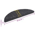 vidaXL Tapis d'escalier auto-adhésif 15 Pièces 56x17x3 cm Gris foncé