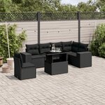 vidaXL Salon de jardin 7 Pièces avec coussins noir résine tressée