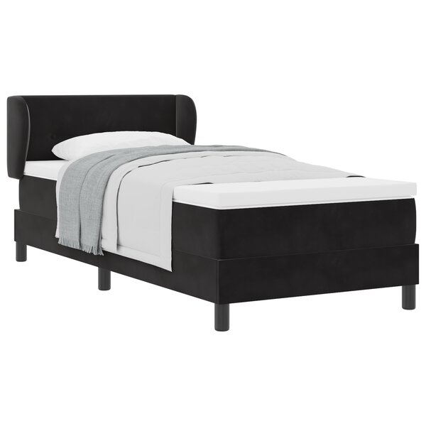 Lit à ressort vidaXL avec matelas noir 90x190 cm en velours