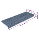 vidaXL Tapis d'escalier autocollants 15 Pièces 65x21x4 cm Bleu