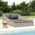vidaXL Lit de jardin Gris 110x200 cm Résine tressée