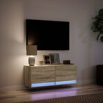vidaXL Meuble TV mural avec lumières LED chêne sonoma 100x31x35 cm