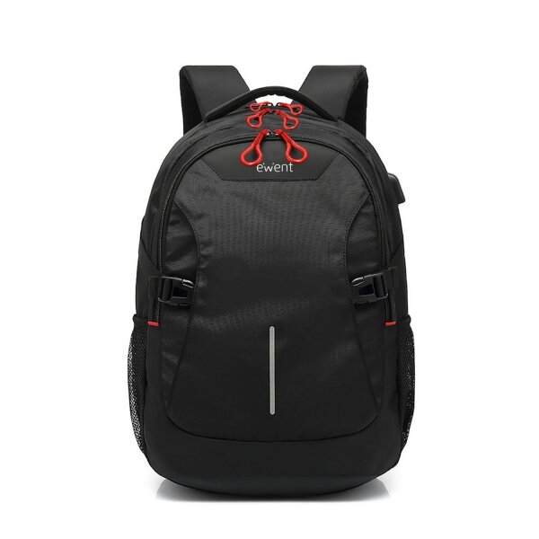 Sac à dos Ewent EW2526 pour ordinateurs portables jusqu'à 15 pouces - Port USB - Bretelles réglables - Noir