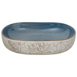 vidaXL Vasque à poser sable et bleu ovale 59x40x14 cm céramique