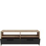 Meuble TV chêne et Noir - 2 Abattants + 2 niches - 95 x 36 x 34 5 cm
