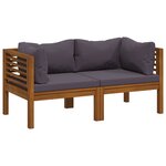 vidaXL Canapé de jardin à 2 places avec coussin Bois d'acacia massif