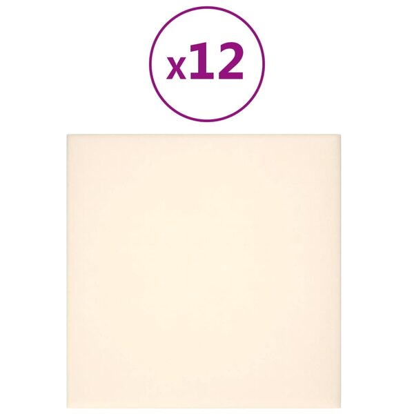 vidaXL Panneaux muraux 12 Pièces Crème 30x30 cm Velours 1 08 m²