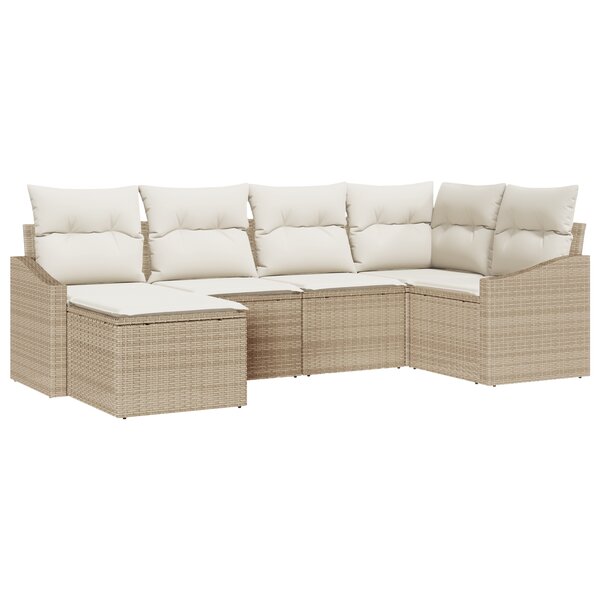 vidaXL Ensemble de canapé de jardin 6 pièces avec coussins Beige Poly Rattan
