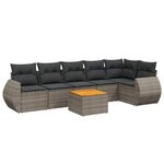 vidaXL Salon de jardin avec coussins 7 Pièces gris résine tressée