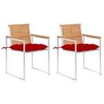 vidaXL Chaises de jardin avec coussins 2 Pièces Teck solide et acier
