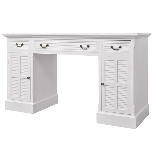 vidaXL Bureau à double piédestal Blanc 140 x 48 x 80 cm
