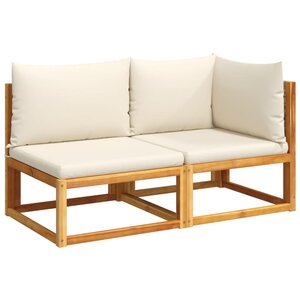 vidaXL Canapé de jardin avec coussins 2 places bois massif d'acacia