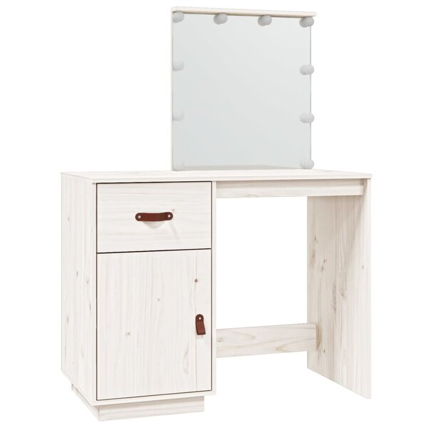 vidaXL Coiffeuse avec LED Blanc 95x50x133 5 cm Bois de pin massif