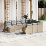 vidaXL Salon de jardin 11 Pièces avec coussins beige résine tressée