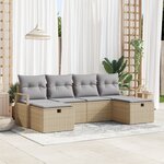 vidaXL Ensemble de canapé de jardin 6 pièces avec coussins Beige Poly Rattan