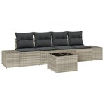 vidaXL Ensemble de canapé de jardin de 5 pièces avec coussins gris clair en poly rotin