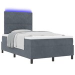 Lit Box Spring vidaXL avec Matelas et LED Gris Foncé 120x200 cm Velours