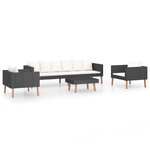 vidaXL Salon de jardin 4 Pièces avec coussins Résine tressée Noir