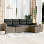vidaXL Salon de jardin 5 Pièces avec coussins gris résine tressée