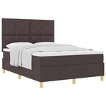vidaXL Lit box spring avec matelas brun foncé 140x190 cm tissu