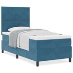 Lit tapissier vidaXL avec matelas bleu foncé simple en velours
