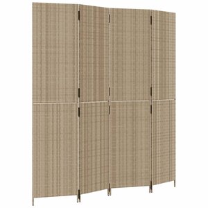 vidaXL Cloison de séparation 4 panneaux beige résine tressée