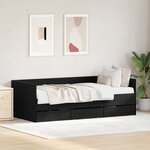 vidaXL Lit de jour Chêne noir Bois d'ingénierie 90 x 190 cm Durable