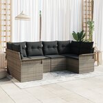 vidaXL Canapé de jardin 6 pièces avec coussins gris en rotin synthétique