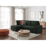 Canapé d'angle gauche convertible ARTEMIS 4 places - Velours côtelé vert foncé - 246 x 174 x 96 cm